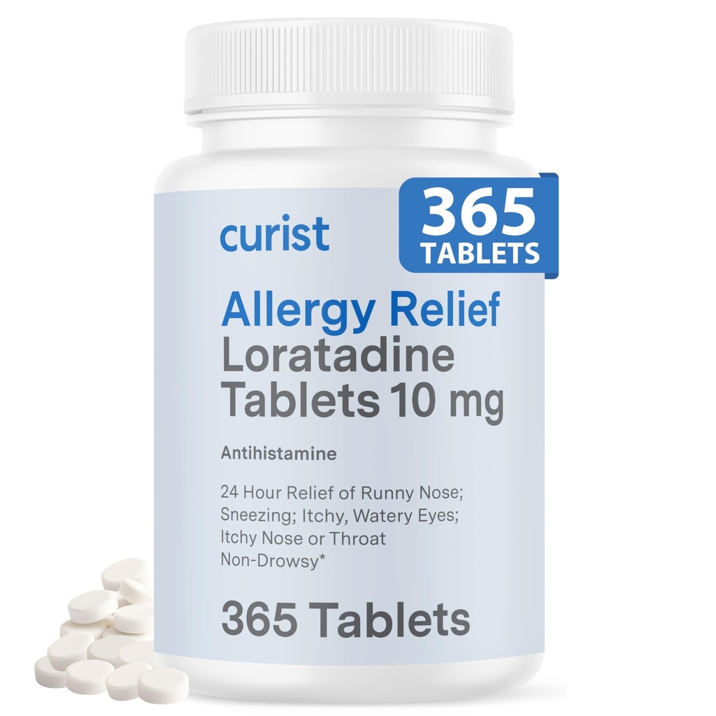 Curist Loratadin 10mg 365 Count - All Day Non Drowsy Allergy Medicine - 24 Stunden Antihistaminikum Tabletten für Runny Nase, juckende Augen und Niesen - Indoor & Outdoor Allergie Medizin für Erwachsene