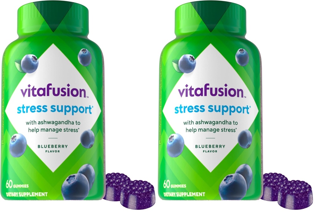 Vitafusion Ashwagandha Gummies –Clinically Shown Adaptogen Sensoril Ashwagandha 125mg Per Serving–Help Manage Stress-Chewable Gummy Vitamins/Alternative to Liquid Capsules Powder,60 Count (Pack of 2)