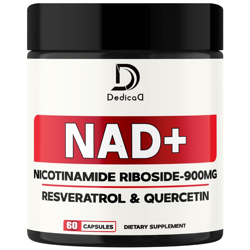 NAD Ergänzung mit Nicotinamid Riboside, Trans-Resveratrol, Quercetin - Cellular Energy & Repair, Vitalität, Gesundes Altern - 60 Count