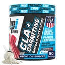 BPI Sports CLA + Carnitin Pulver – Nicht-Stimulant Fat Burner für Weight Loss, Metabolism & Lean Muscle – Koffeinfrei – Regenbogen-Eis – 50 Portionen – 12.34 Unze
