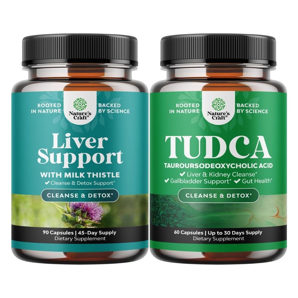 Bundle of Liver Cleanse Detox & Repair - Silymarin Milk Thistle with Dandelion Root Choline Beetroot & Artichoke Extract and Bile Salt TUDCA - Tauro Ursodeoxycholic Acid for Gallbladder Kidney & Liver