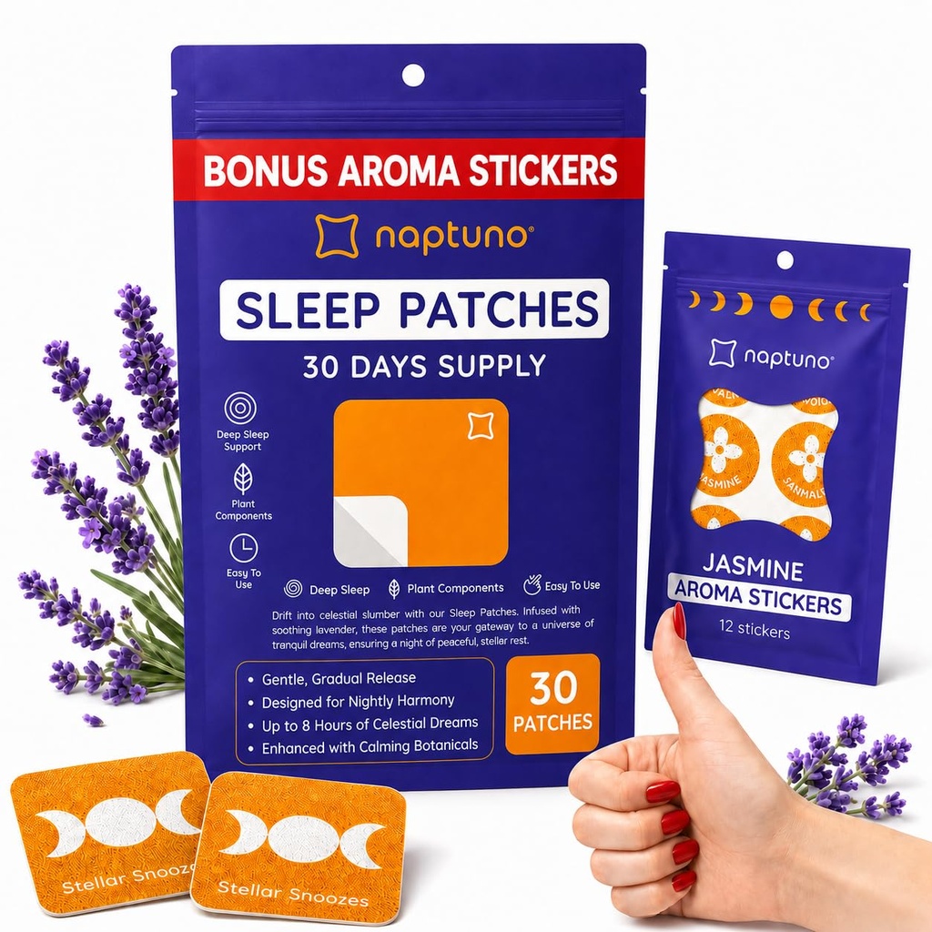 Naptuno Lunar Lavender Patches for Adults – for Calm Blend Relaxation – Easy Peel & Stick – Nighttime Routine Support – 30 Count