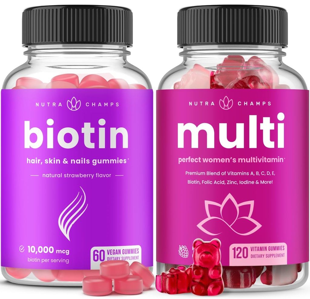 NutraChamps Biotin Gummis und Damen Multivitamin Gummis