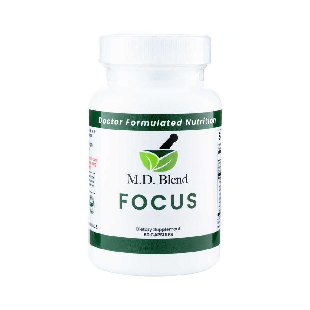 Focus Nootropic Brain Supplement, Boosts Concentration & Mental Clarity, Supports Memory & Calm, with Ginkgo Biloba & Ashwagandha, Daily Health and Wellness, 60 Gluten-Free Capsules