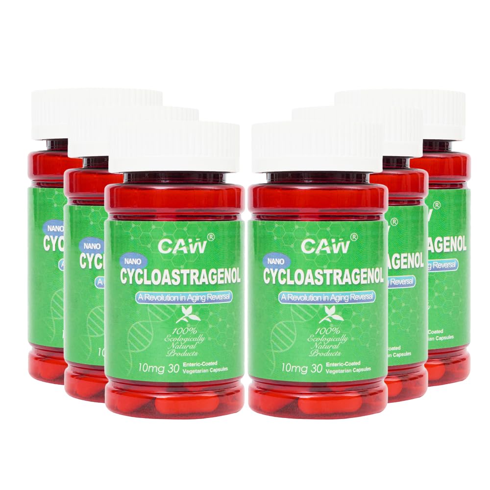 CAW Nano Cycloastragenol 10Mg | Telomerase-Aktivierung Anti-Aging | Zellverjüngung Immunität Boost | 30 Enteric-Coated Vegetarian Kapseln (6 Flaschen)