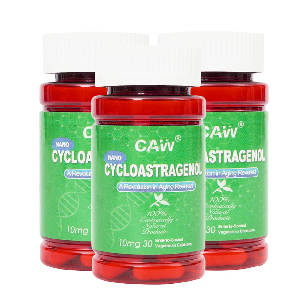 CAW Nano Cycloastragenol 10Mg | Telomerase Aktivierung Anti-Aging | Cell Rejuvenation Immunity Boost | 30 Enteric-Coated Vegetarian Kapseln (3 Flaschen)