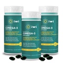 Iwi Omega-3 Essential, 90 Softgels (90 Servierungen), pflanzenbasierte Algen Omega 3 mit EPA + DHA, Gehirn, Herz- und Immununterstützung Nahrungsergänzung, Krill & Fischöl Alternative, Kein Fisch Nachgeschmack