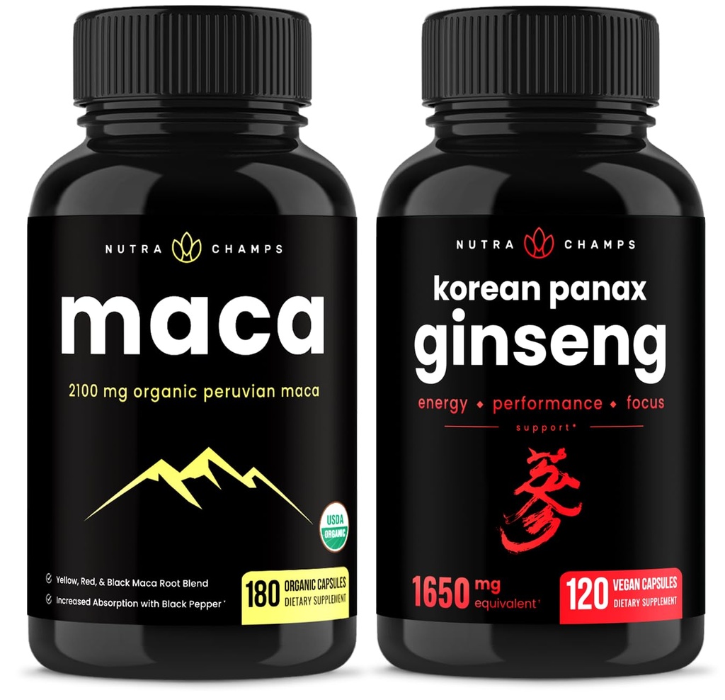 NutraChamps Maca Wurzelkapseln und koreanische Ginseng Kapseln 2 Packung Bundle