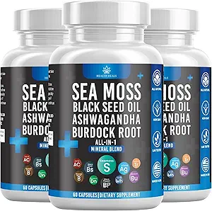 Silikon Meer Moos Schwarz Seed Öl Ashwagandha Bladderwrack Burdock - 180 Count