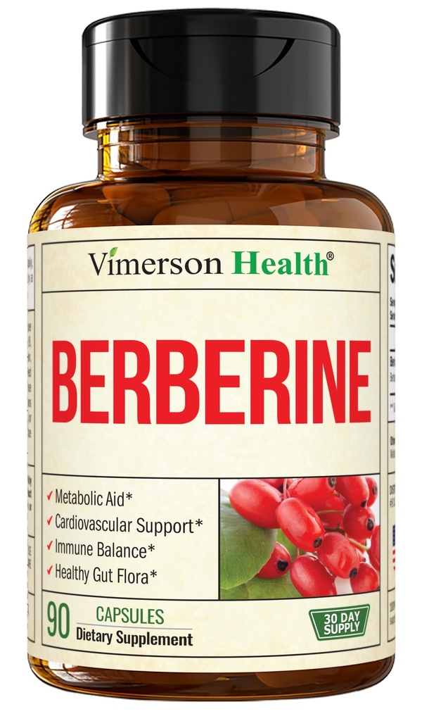 Vimerson Health Berberine Supplement with Third Party Tested Berberine 1800mg - Immune Support Supplement for Cardiovascular, Gastrointestinal Function & Metabolic Aid - Vegan & Non-GMO