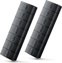 Große Pille Organizer 2 Pack, einfach geöffnete wöchentliche Pille Organizer, XL Tägliche Pille Organizer, 7 Tage Medizin Pill Organziers, Medizin Box 7 Tag für große Vitamin-Ergänzungen (Doppel Schwarz)