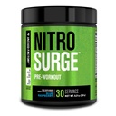 Jacked Factory NITROSURGE Pre Workout Supplement - Energy Booster, Instant Strength Gains, Clear Focus & Intense Pumps - NO Booster & Powerful Preworkout Energy Powder - 30 Portionen, Blue Raspberry