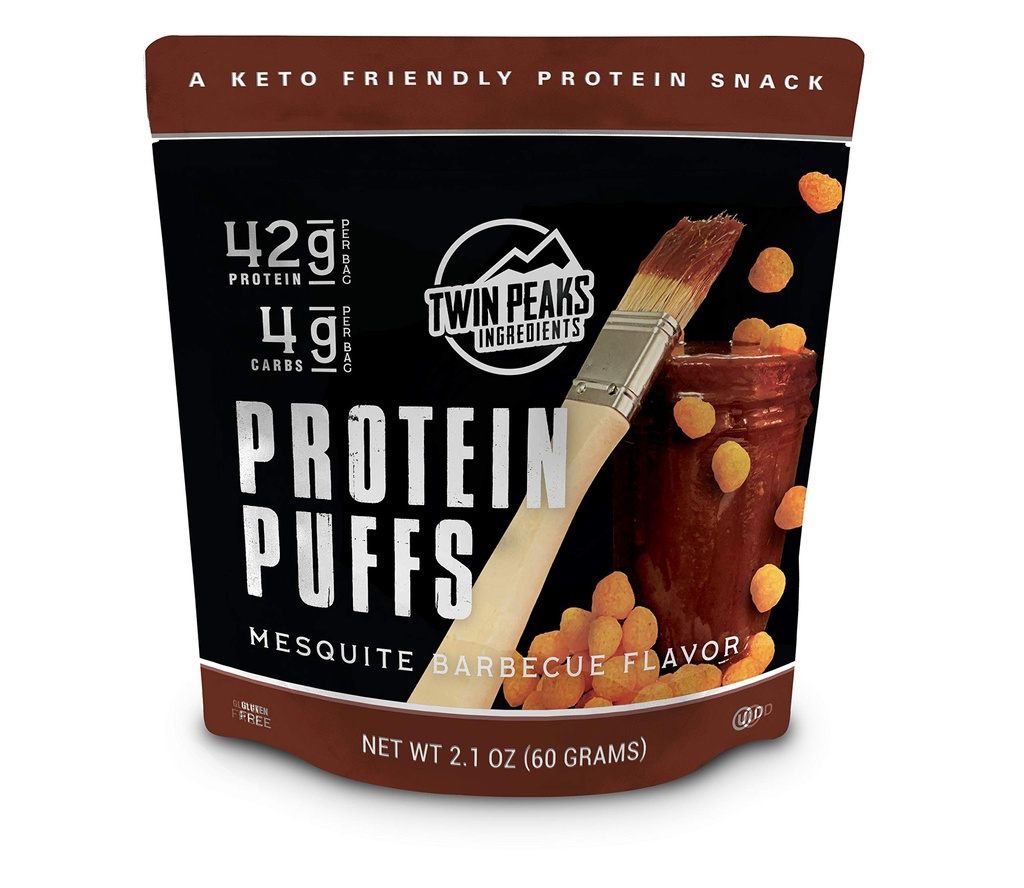 Twin Peaks Low Carb, Keto Friendly Protein Puffs, Mesquite Barbecue 2 Servierungen, 3 Pack (60g, 42g Protein, 4g Carbs, 120 Cals)