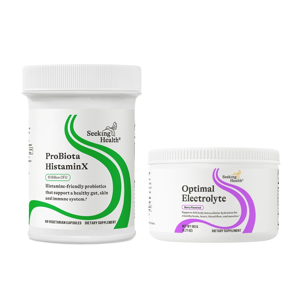 Suche Gesundheit Gut & Hydration Duo: ProBiota HistaminX Probiotic (60 ct) + Optimale Elektrolyt-Pulverbeere (30 Servierungen) für Verdauungs- und Energie