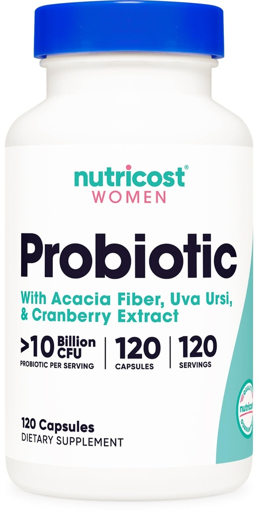 Nutricost Probiotic für Frauen 10 Billion CFU, 120 Kapseln - Komplex mit Acacia Fiber, Uva Ursi & Cranberry Extract, Non-GMO & Gluten Kostenlos
