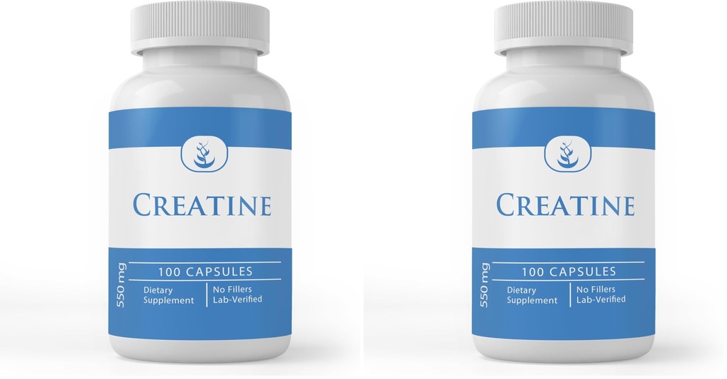 PURE ORIGINAL INGREDIENTS Creatine, (100 Capsules) Always Pure, No Additives Or Fillers, Lab Verified (Pack of 2)