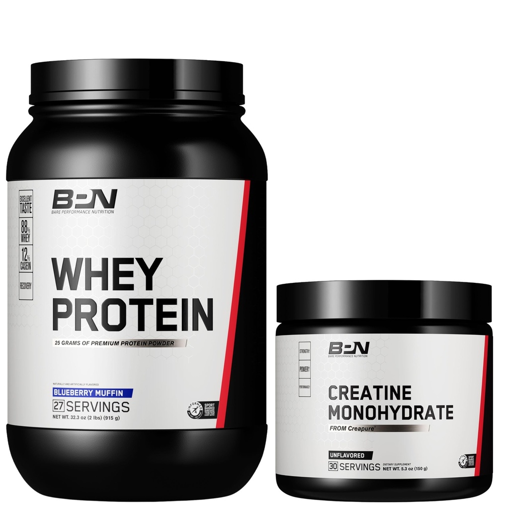 BARE PERFORMANCE NUTRITION BPN Whey Blueberry Muffin Protein + Creatine Bundle