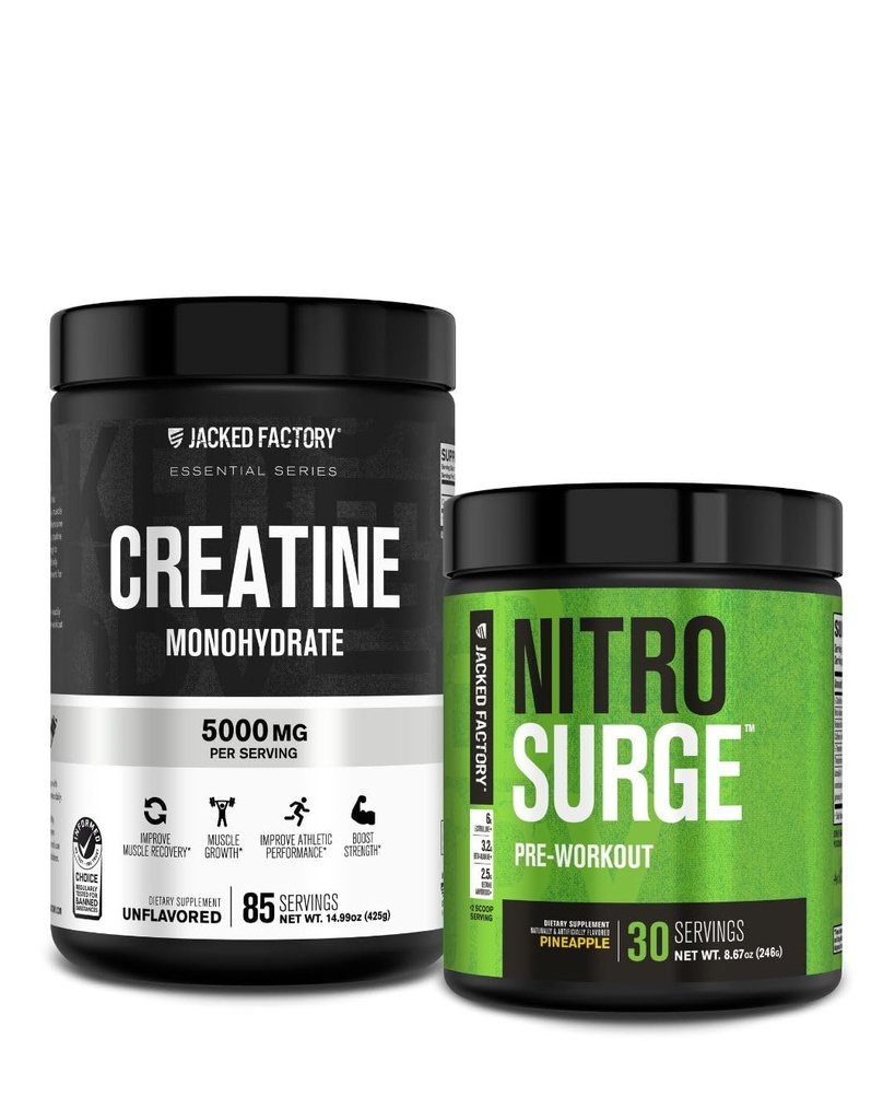 Jacked Factory Nitrosurge PreWorkout in Ananas & Kreatin Monohydrat für Männer & Frauen