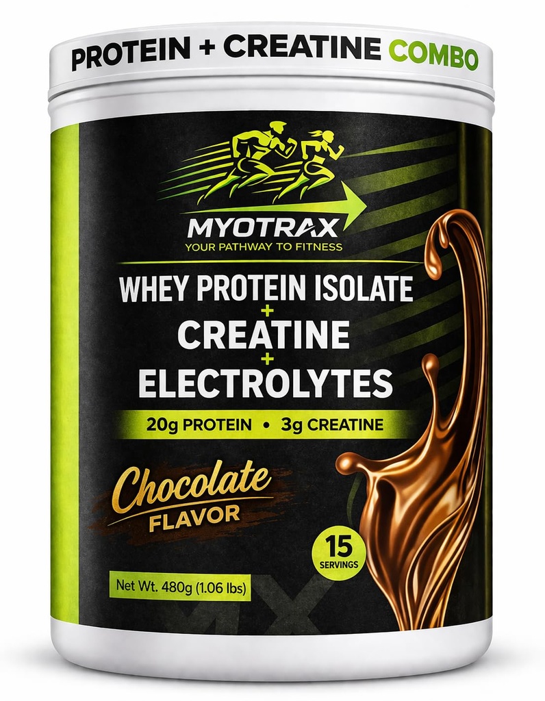 Protein und Kreatin Pulver Combo: Whey Protein Isolate Protein Pulver mit Kreatin & Elektrolyten – 20g Protein, 3g Creatine Monohydrat – Zuckerfrei, Keto Friendly – Schokolade – 15 Servierungen