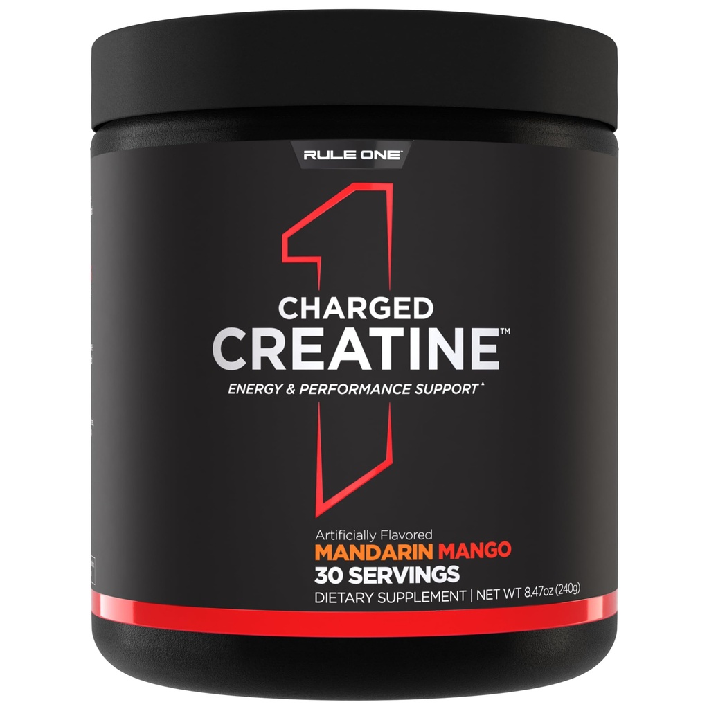 Regel 1 Proteine Charged Creatine - Multi-Function Workout Supplement mit Kreatin, Elektrolyt und Energie Blends für Intensität, Leistung und Hydration Unterstützung (30 Servings, Mandarin Mango)