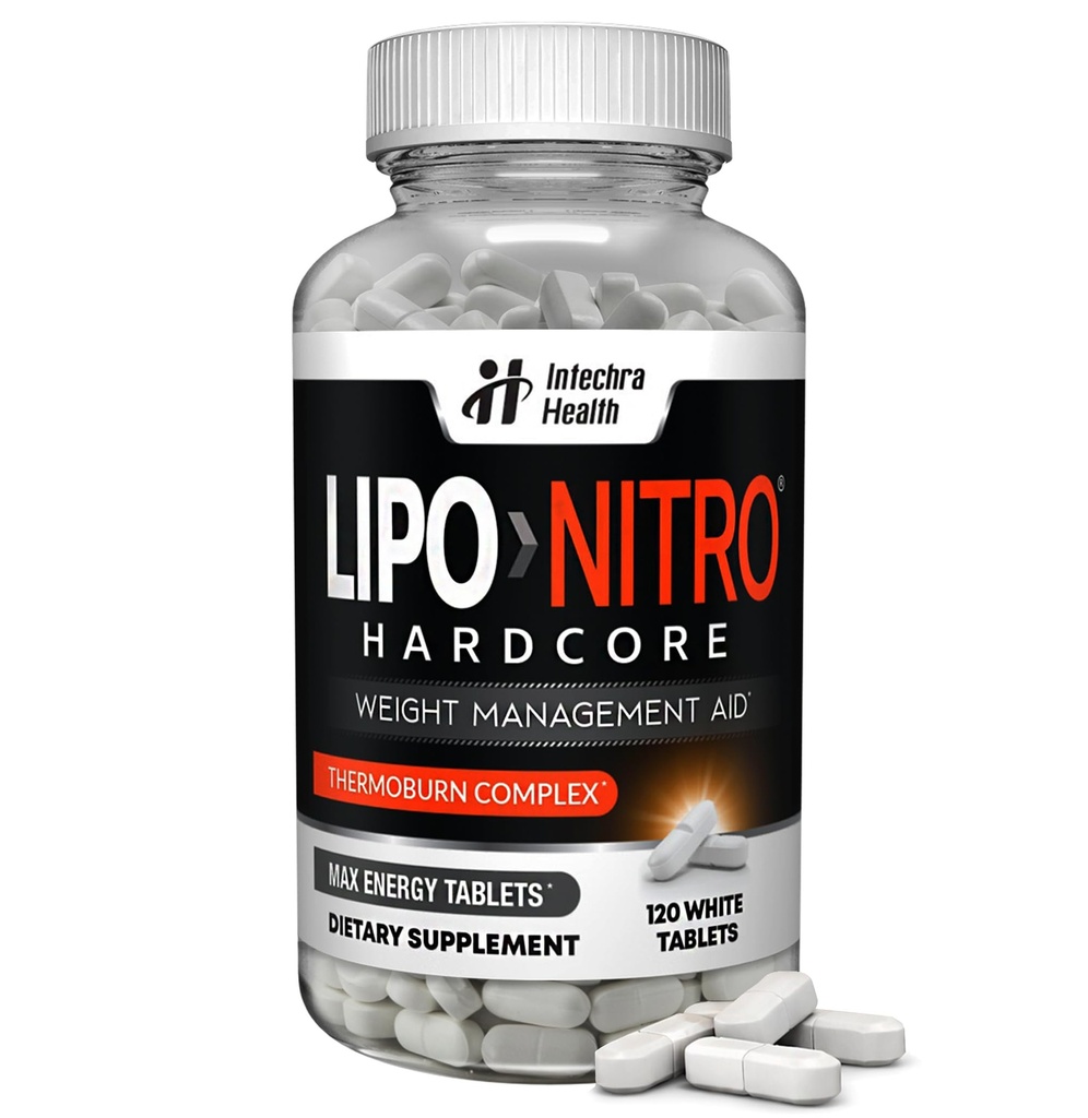 LipoNitro® Thermo-Burn Diätpillen mit Nitro Energy Nahrungsergänzung hergestellt in USA - 120 White Tablets