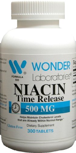 Wonder Laboratories High Potancy Time Release Niacin (Vitamin B3) 500 Mg 300 Tabletten Non-GMO, Gluten kostenlose Ergänzung