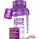Herbtonics Liver Cleanse Detox & Repair Supplement mit Milk Thistle & Artichoke 20-in-1 Liver Support Formula, Energy & Overall Health | Dandelion, Turmeric, Berberine | 120 Vegan Kapseln