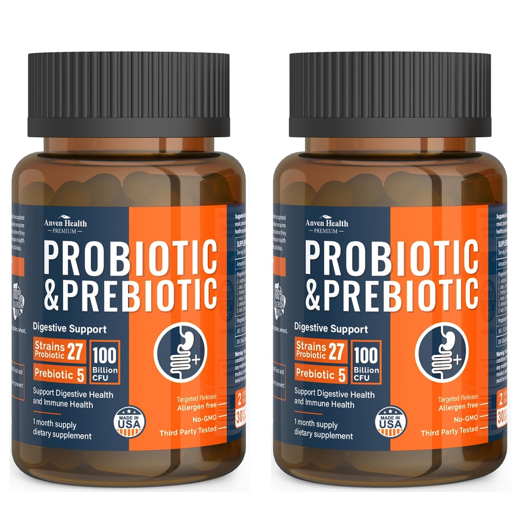 100 Milliarden Probiotika für Männer und Frauen 27 Strains 5 Bio-Präbiotika für Gut Digestive & Immune Gesundheit, unterstützt Durchfall Gas Bloating, Non-GMO, Zero Fillers – Made in USA zwang120 Caps