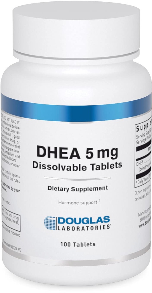 Douglas Laboratories DHEA 5 mg Dissolvable Tabletten - Unterstützt Hormon Balance, Immunität, Gehirn, Knochen Gesundheit & Stoffwechsel * - Non-GMO - 100 Tabletten