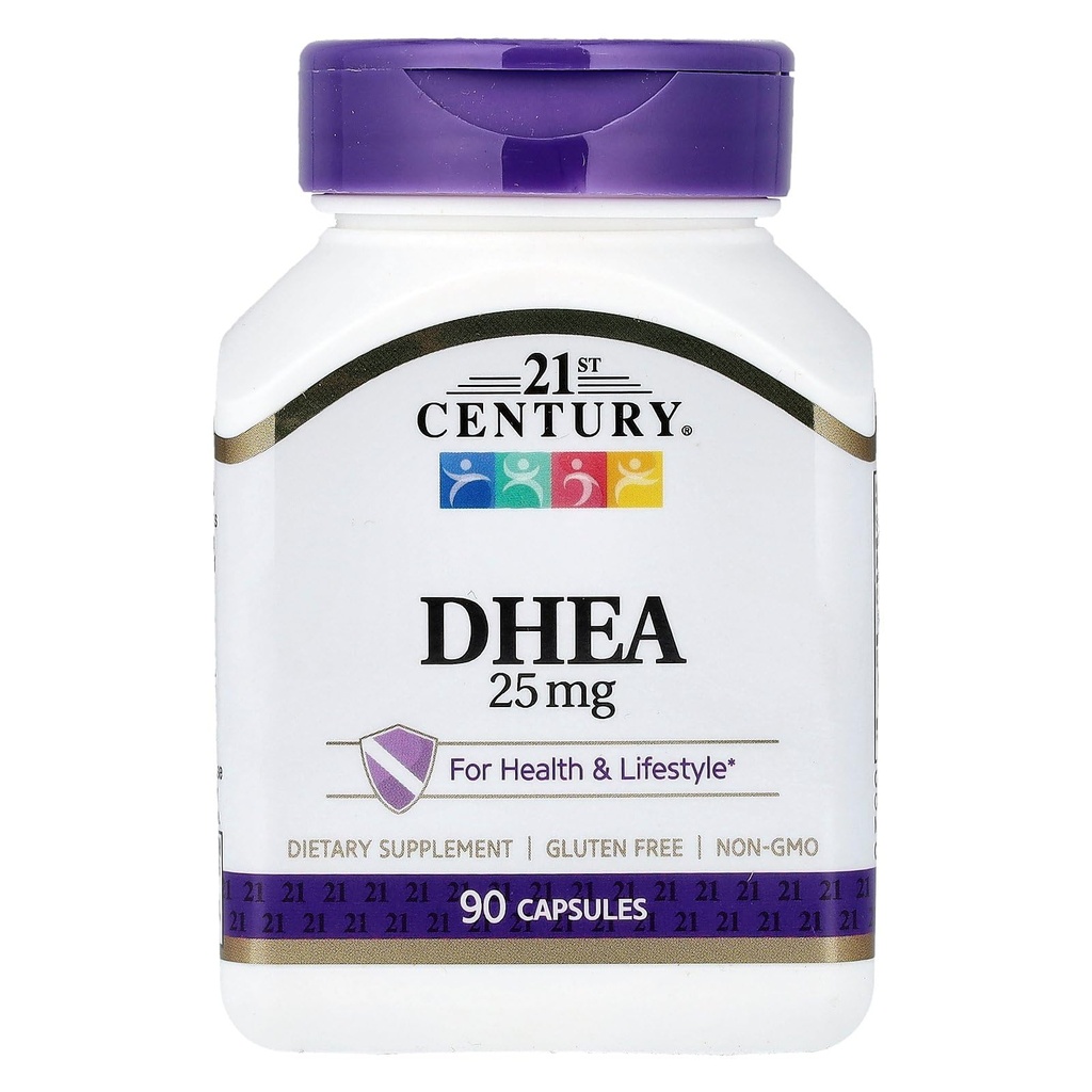 21st Century DHEA 25 mg Kapseln (90 Count), Hormon Balance Nahrungsergänzungsmittel, DHEA Ergänzung für Frauen und Männer Glutenfrei, Non-GMO, keine zusätzlichen Konservierungsstoffe oder künstliche Aromen