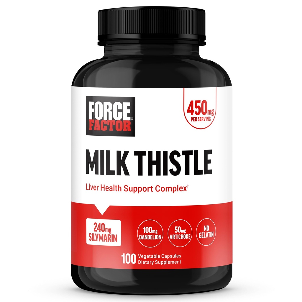 Force Factor Milk Thistle Liver Support Formula mit Dandelion Root und Artichoke, 300mg Silymarin Milk Thistle Supplement for Liver Health and Liver Detox, 100 pflanzliche Kapseln