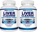 Arazo Nutrition Liver Cleanse Detox & Repair Formula – Milk Thistle Herbal Support Supplement: Silymarin, Beet, Artichoke, Dandelion, Chicory Root (Pack mit 2)