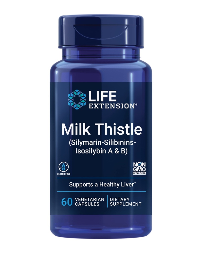 Life Extension Milk Thistle, silymarin, silibinins, isosilybin A & B, Delivers Full-Spectrum Milk Thistle Vorteile für Lebergesundheit, Non-GMO, Glutenfrei, Vegetarisch, 60 Kapseln