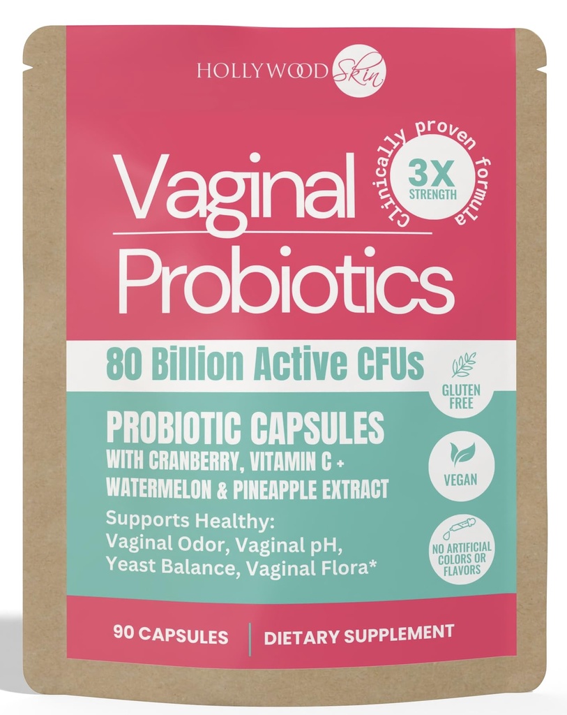 Vaginale Probiotika für Frauen | 80 Milliarden CFUs | 3X stärkere Formel mit Lactobacillus rhamnosus GR-1, L. reuteri RC-14, Präbiotika, Vitamin C & D3 | Schnell wirkender Geruch & pH-Unterstützung | 90 Kapseln