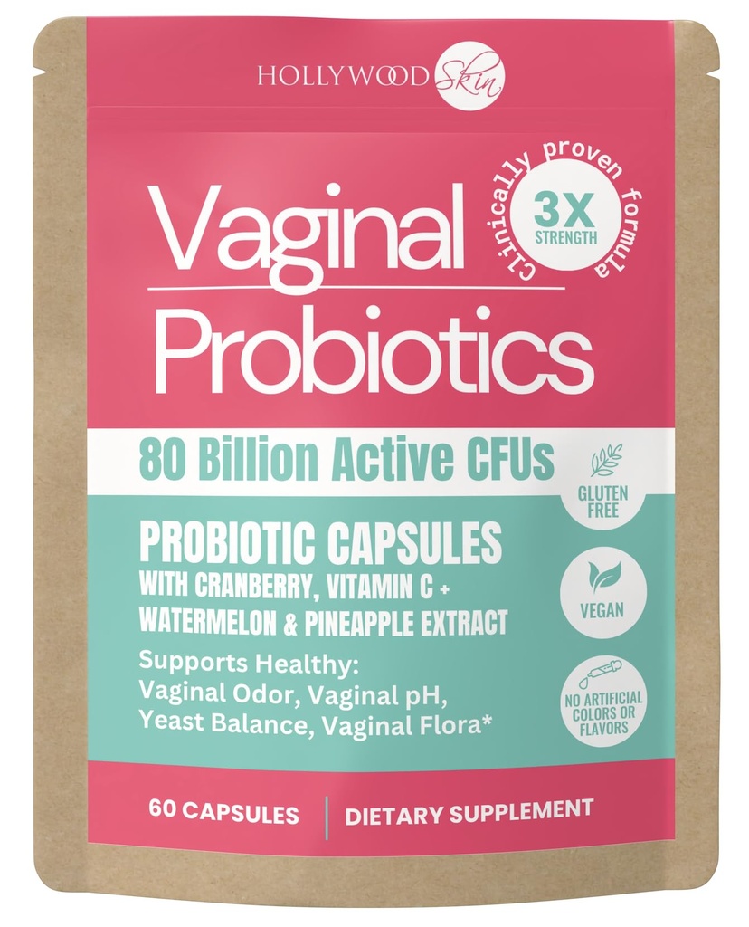 Vaginale Probiotika für Frauen | 80 Milliarden KBE | 3X stärkere Formel mit Lactobacillus rhamnosus GR-1, L. reuteri RC-14, Präbiotika, Vitamin C & D3 | Geruch & pH-Unterstützung | 60 Kapseln (60 Kapseln)