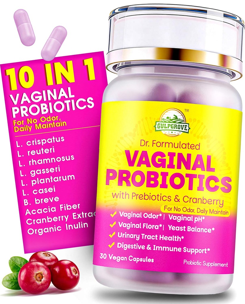 Vaginale Probiotika für Frauen mit Präbiotika und Cranberry - Dr. formulierte weibliche pH-Balance tägliche Ergänzung, unterstützt vaginale Geruchskontrolle und Harnwegsgesundheit, 30 Portionen