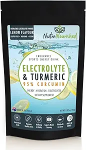Elektrolyt-Pulver Infused mit 95% reines organisches Curcumin aus Kurkuma - Sport Energy Drink Mix - Hydration Powder Sugar Free - Lemon Flavor Turmeric Drink - 250g