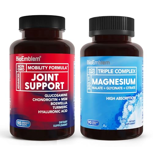 BioEmblem Triple Magnesium Complex und gemeinsame Unterstützung für verbesserte Gelenkgesundheit, Vegan, Non-GMO