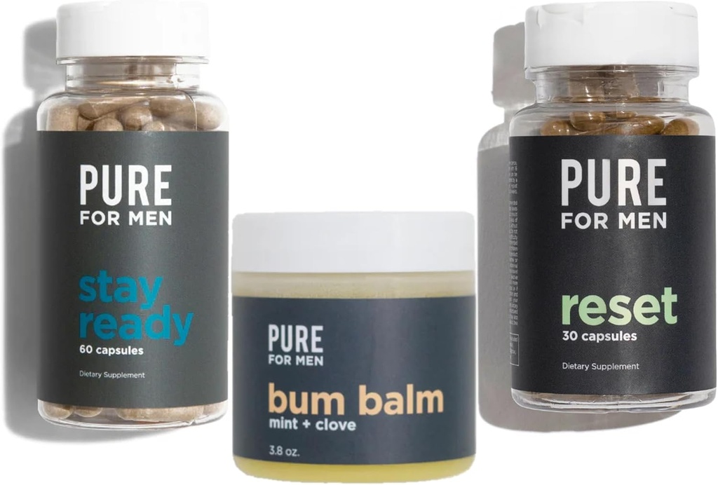 Rein für Männer Stay Ready Fiber (120 Count), Bum Balm & Reset (30 Count) Bundle