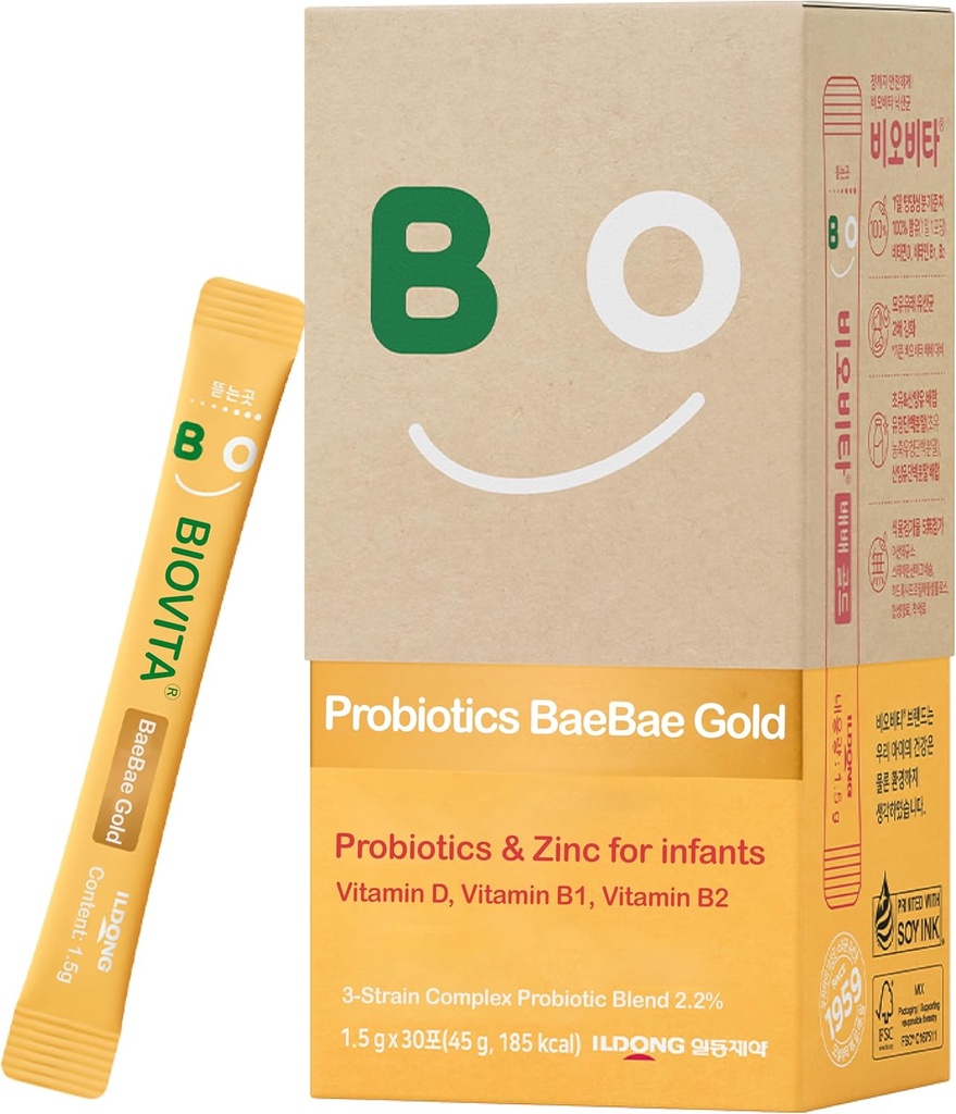 Baby Probiotics Powder (30 Sticks, 30 Days) - Support Healthy Immune & Digestive System, Supplement for Babies & Infants. Vitamin B, VitaminD, Zinc