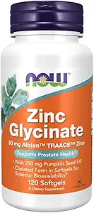 Jetzt Ergänzungen, Zink Glycinat mit 250 mg Kürbis Samenöl, unterstützt Prostata Gesundheit*, 120 Softgels