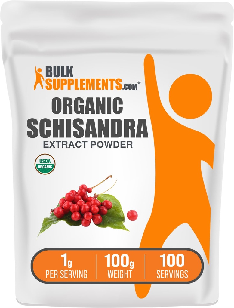 BulkSupplements.com Organic Schisandra Extract Powder - Schisandra Supplement, aus Schisandra Beeren, Kräuterergänzung - Glutenfrei - 1g pro Servierung, 100g (3,5 oz) (Pack von 1)