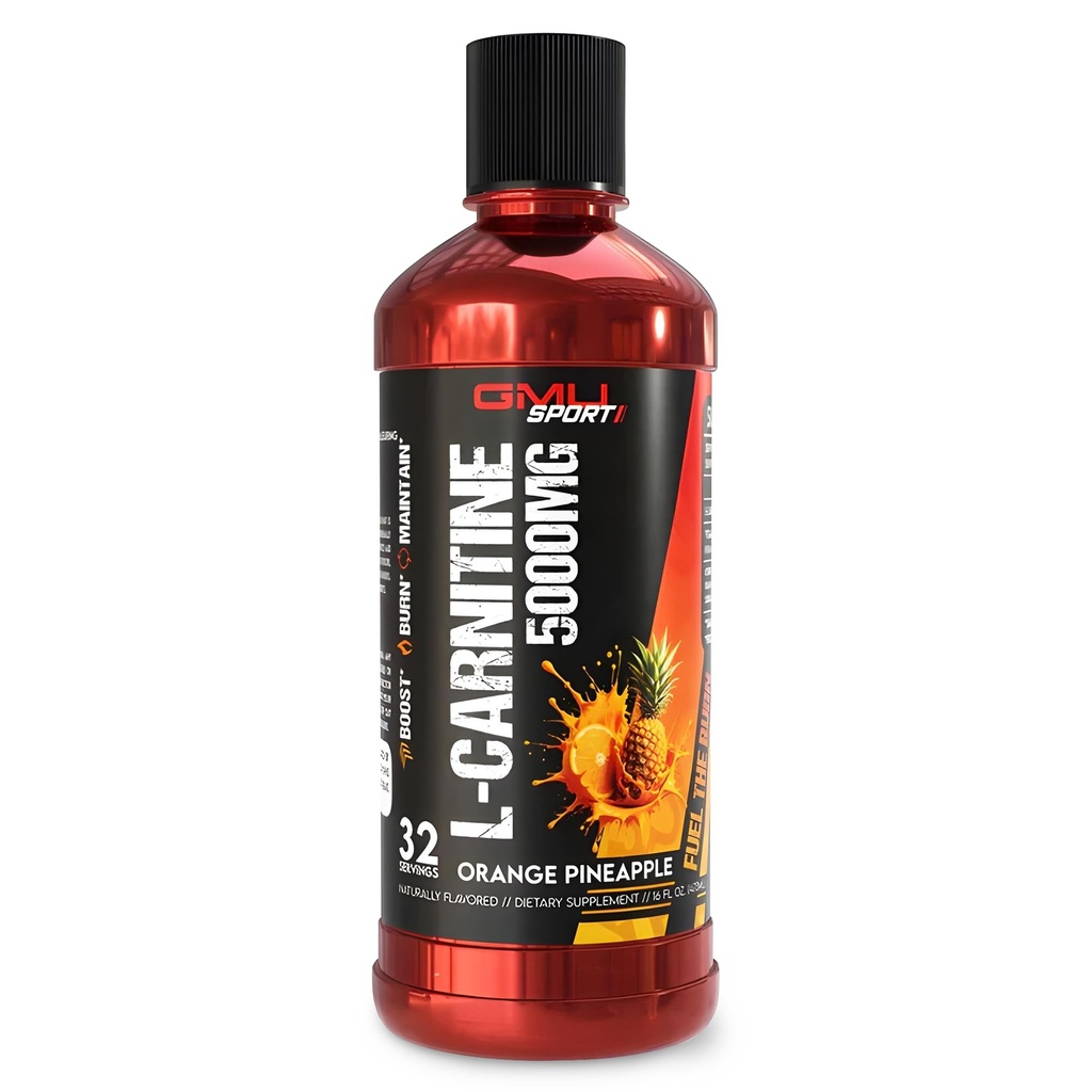 Liquid L-Carnitine 5000mg – Orange Pineapple – Fat Metabolism & Energy Support Supplement – Stimulant-Free Pre Workout Alternative for Endurance, Exercise & Recovery – 32 Servings – GMU Sport
