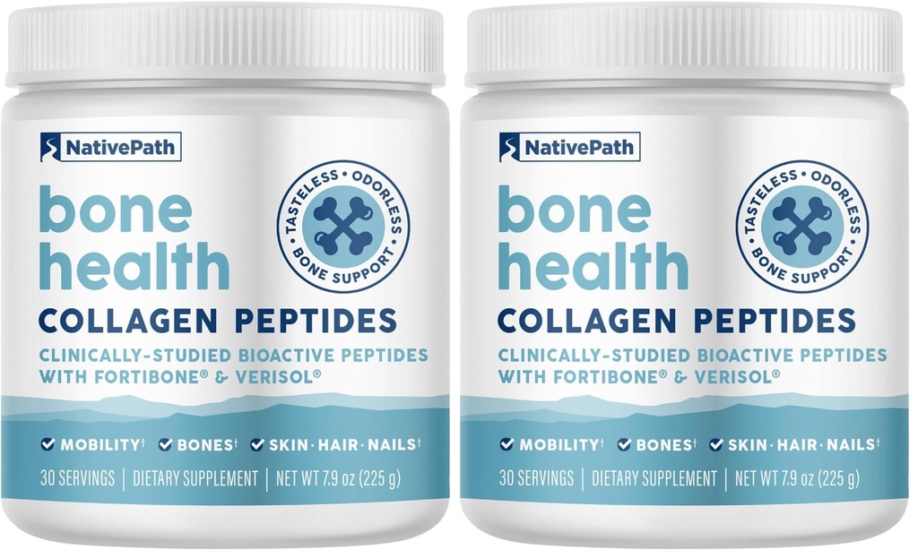 NativePath Bone Health Collagen Peptide, Typ 1 & 3, mit Fortibone und Verisol, 7,9 Unzen, 30 Portionen (Paket von 2)