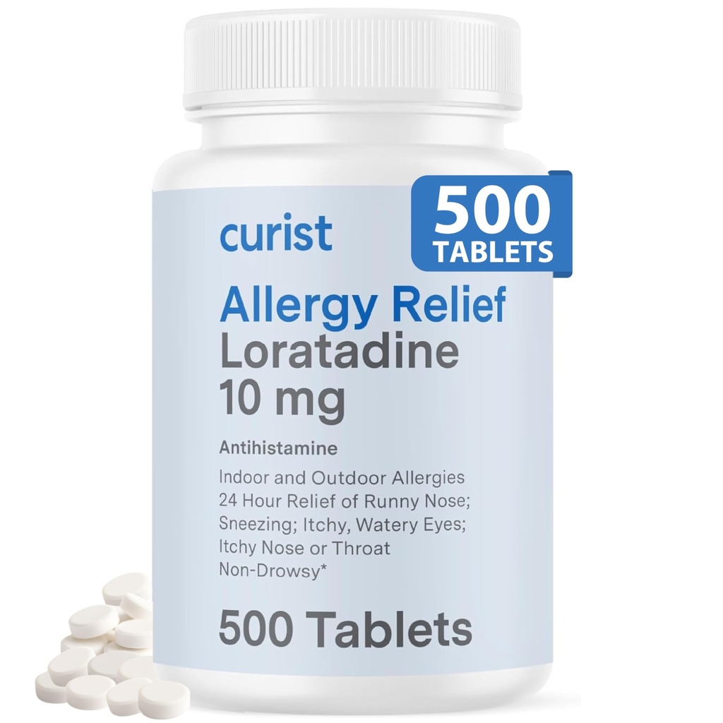 Kurist Loratadin 10mg Bulk - 500 Count - All Day Non Drowsy Allergy Medicine - 24 Stunden Antihistaminikum Tabletten für Runny Nase, juckende Augen, & Niesen - Indoor & Outdoor Allergie Medizin für Erwachsene