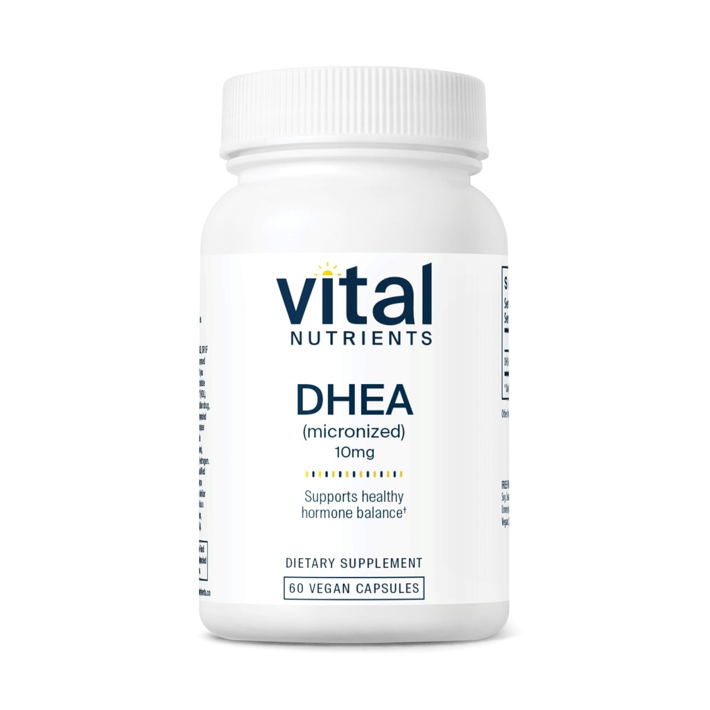 Vital Nutrients DHEA 10mg - Vegan Micronized DHEA Supplement for Women & Men - Supports Hormone Balance - Supports Healthy Metabolism of Sugar & Minerals - Gluten, Dairy, Soy Free - 60 Capsules