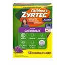 Zyrtec Kinder Dye-Free Chewables für 24 Stunden Allergie Relief, 10 mg Cetirizin Hydrochlorid Antihistamin-Tabletten, Kinder Allergie Medizin lindert Niesen & Juckreiz Hals, Trauben, 48 ct