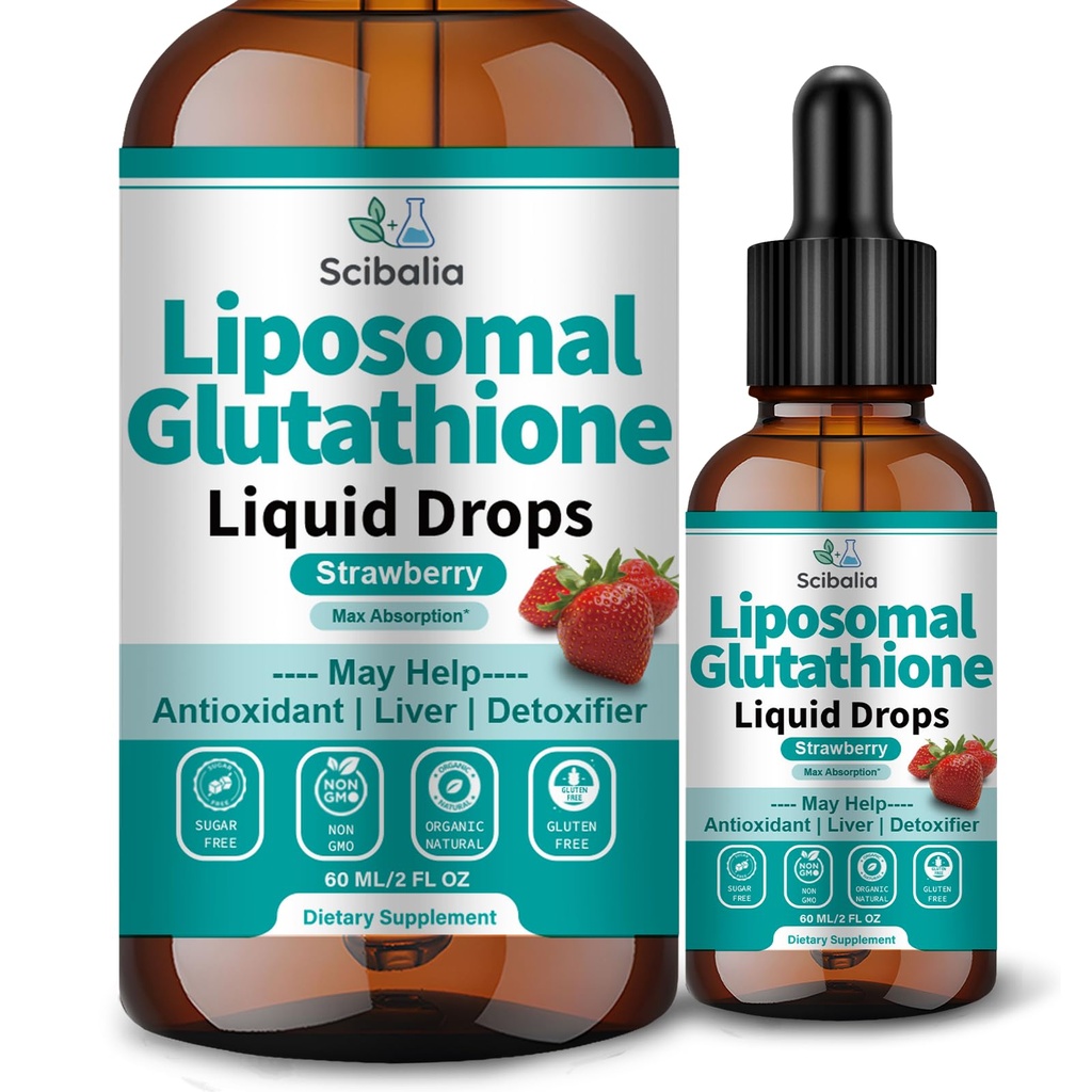 Liposomal Glutathione Supplement Liquid Drops, 5-in-1 Ultra Strength L-Glutathione 1750mg w. Milk Thistle Vitamin C NAC Alpha Lipoic Acid for Skin Whitening Liver Detox Antioxidant Immune Brain Health