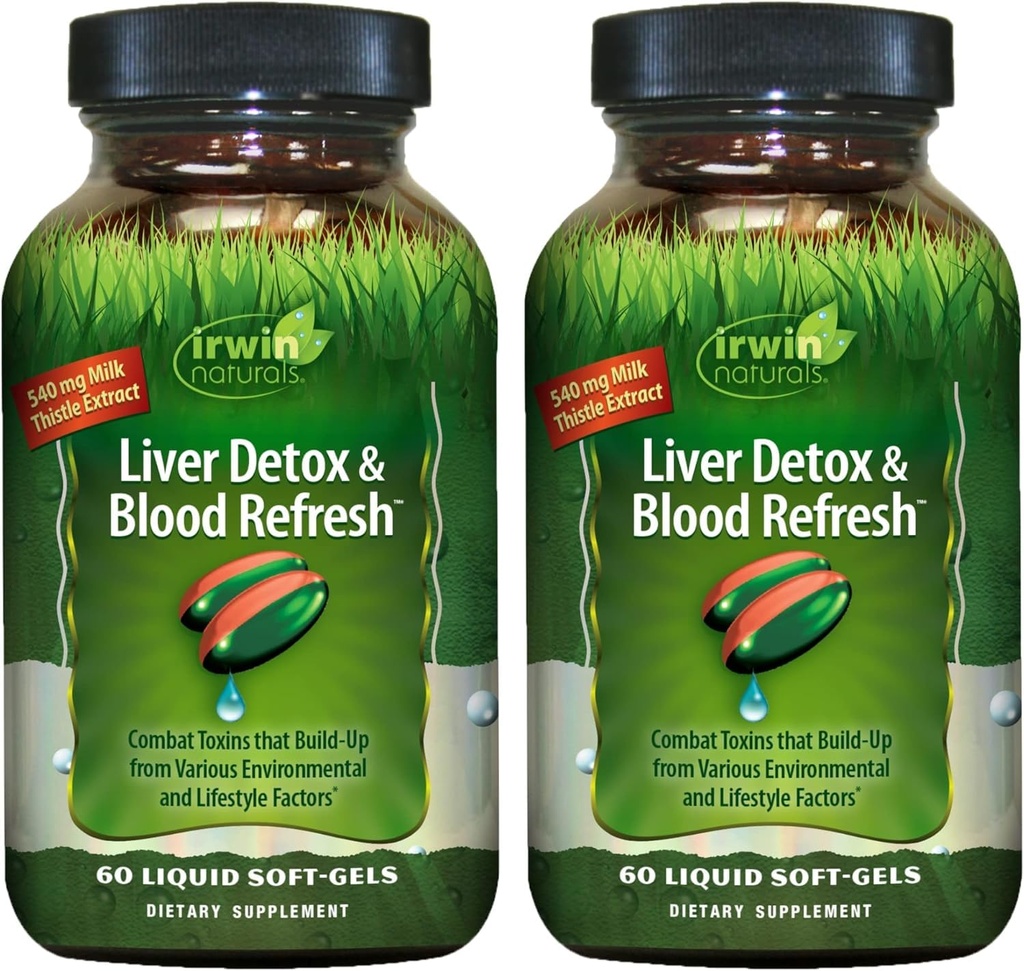 Irwin Naturals Liver Detox & Blood Refresh — Herbal Whole-Body Cleanse, 60 Liquid Soft-Gels - 2 Pack