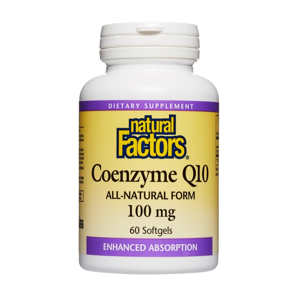 Natural Factors Coenzyme Q10 - Antioxidant Support Supplement Supports Cellular Energy Production - Better Absorption Aids Healthy Heart Function - 100 mg, 60 Softgels (60 Servings)
